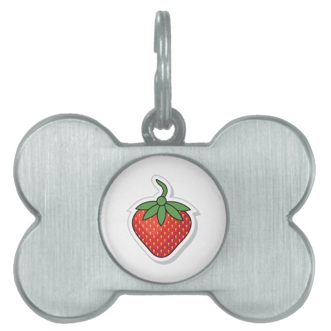 Placa Para Mascotas Fresa dulce rojo (Frente)