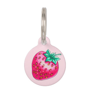 Placa Para Mascotas Fresa rosada