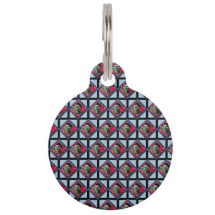Placa Para Mascotas Frida Kahlo Retro Pink Denim