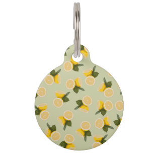Placa Para Mascotas Fruta amarilla del limón de la fruta cítrica en