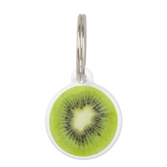 Placa Para Mascotas Fruta de kiwi fresca. Primer redondo de la (Anverso)