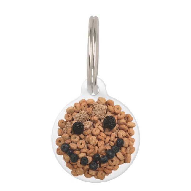 Placa Para Mascotas Fruta sonriente y rostro de cereales (Anverso)