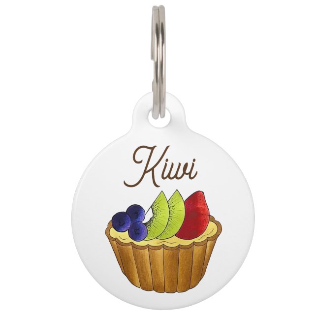 Placa Para Mascotas Fruta Tart Kiwi Fresa Pie Bollería Pastelería (Anverso)