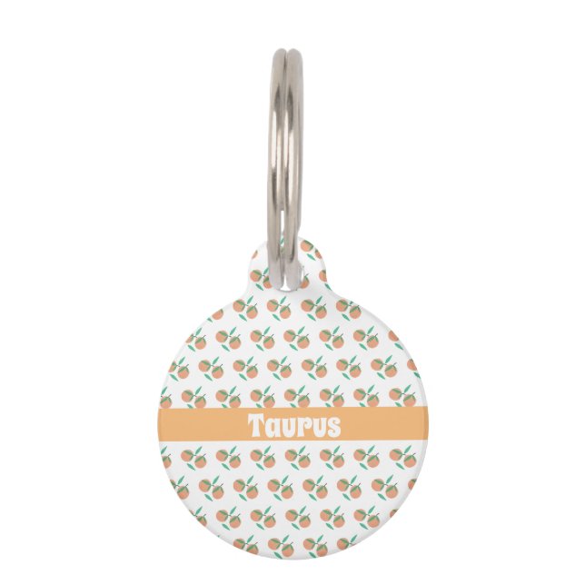 Placa Para Mascotas Frutas de Patrón de Naranjas (Anverso)
