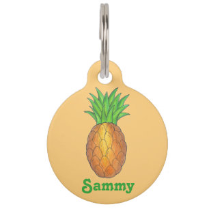 Placa Para Mascotas Fruto personalizado: piña tropical hawaiana tropic