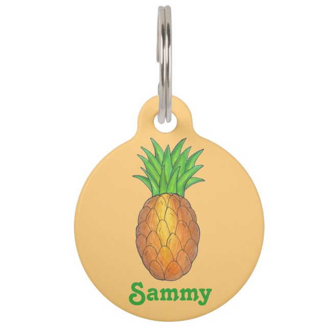 Placa Para Mascotas Fruto personalizado: piña tropical hawaiana tropic (Anverso)