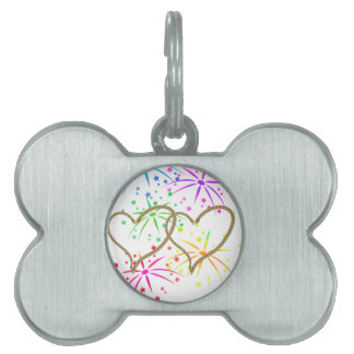 Placa Para Mascotas Fuegos artificiales románticos enredados corazones