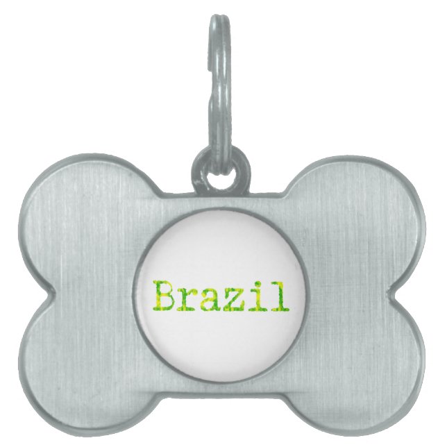 Placa Para Mascotas Fuente verde y amarilla de Brasil (Frente)
