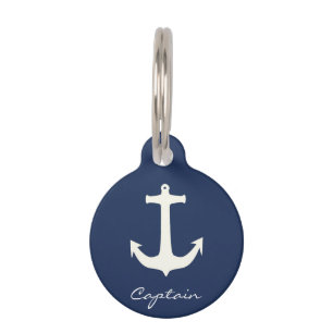 Placa Para Mascotas Funky Anchor Capitán Océano Navegante