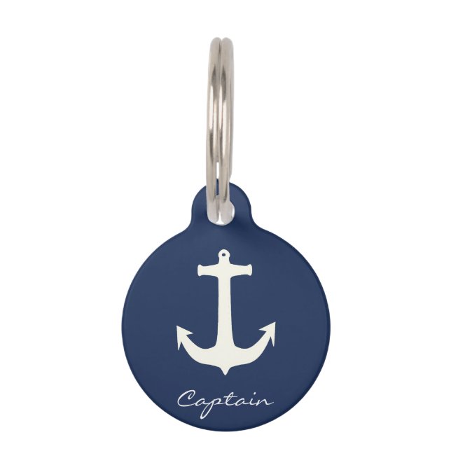 Placa Para Mascotas Funky Anchor Capitán Océano Navegante (Anverso)