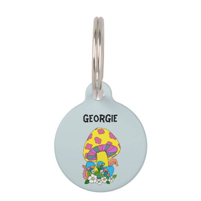 Placa Para Mascotas Funky Mushroom (Anverso)