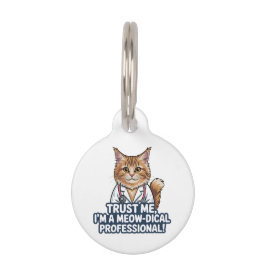 Placa Para Mascotas Funny Cat Doctor Animal Humor Illustration