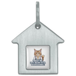 Placa Para Mascotas Funny Cat Doctor Animal Humor Illustration