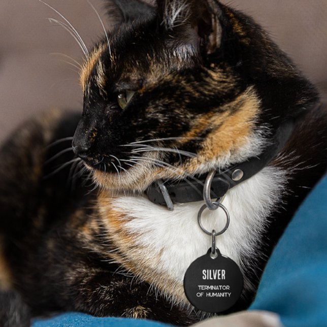 Placa Para Mascotas Funny Cat Terminator de Humanity Monogram ID Masco (Subido por el creador)