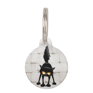 Placa Para Mascotas Funny Fierce Black Cat Personalizado