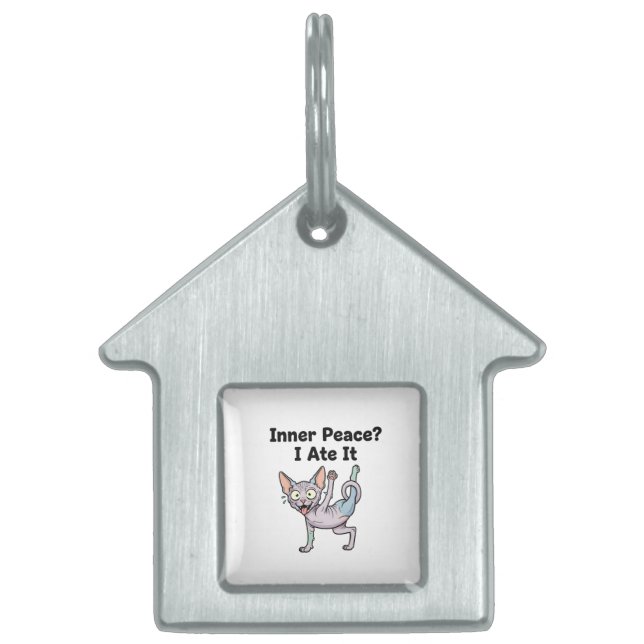 Placa Para Mascotas Funny Lavender Sphynx Cat Cartoon Art (Frente)