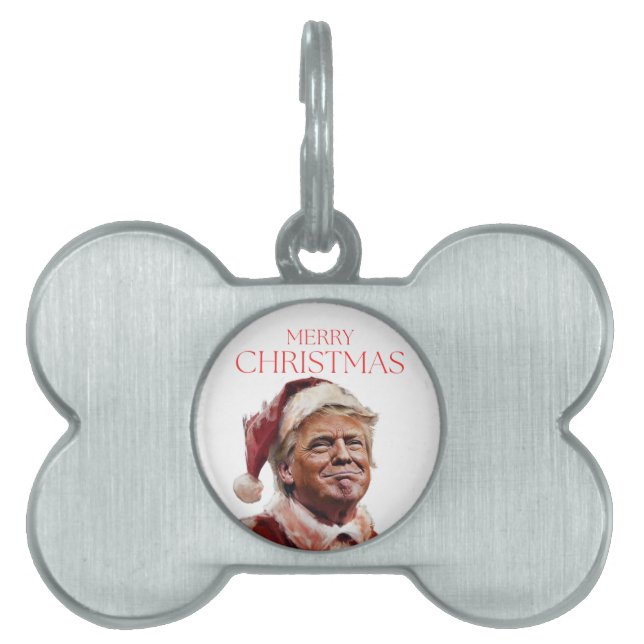 Placa Para Mascotas Funny tarjeta de Navidades de Trump Santa Claus (Frente)