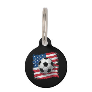 Placa Para Mascotas Fútbol patriótico 4 de julio hombres bandera estad