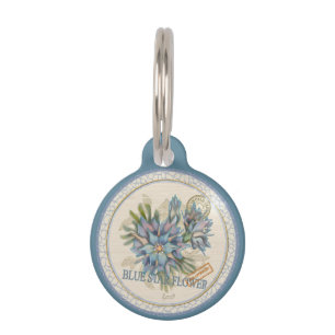 Placa Para Mascotas G Creación Oficina Flor azul