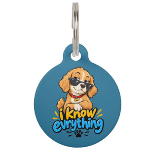 Placa Para Mascotas Gafas de sol divertidas para perros "Sé Todo" Pet