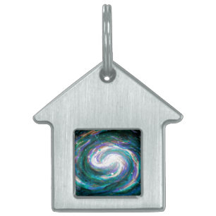 Placa Para Mascotas Galaxia pintada a mano