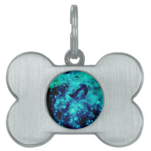 Placa Para Mascotas Galaxia Verde Azul