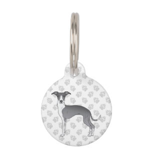 Placa Para Mascotas Galgo Italiano Azul Y Blanco De Dibujos Animados L