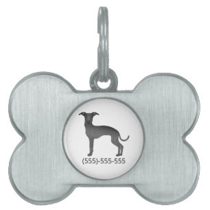 Placa Para Mascotas Galgo Italiano Negro Bonito Perro Y Número De Telé