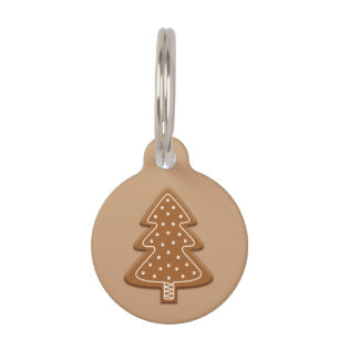 Placa Para Mascotas Galleta de árbol de Navidad Gingerbread Brown