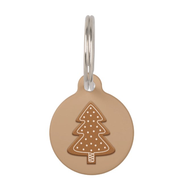 Placa Para Mascotas Galleta de árbol de Navidad Gingerbread Brown (Anverso)
