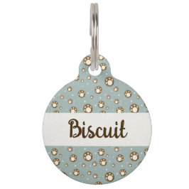 Placa Para Mascotas Galletas con Huellas de Pata Patrón Verde Monogram