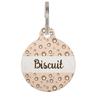 Placa Para Mascotas Galletas de Huella de Pata Patrón Naranja Claro Mo