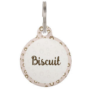 Placa Para Mascotas Galletas de Huella de Pata Patrón Rosa Claro Monog