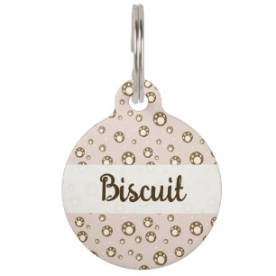 Placa Para Mascotas Galletas de Huella de Pata Patrón Rosa Claro Monog