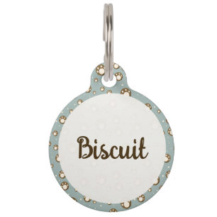 Placa Para Mascotas Galletas de Huella de Pata Patrón Verde Monograma