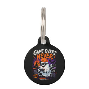 Placa Para Mascotas Game Over Nunca Divertido Fantasma de Jugador Hall