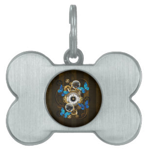 Placa Para Mascotas Gases de vapor y mariposas azules