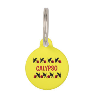Placa Para Mascotas Gatita jugando con bola roja de lana