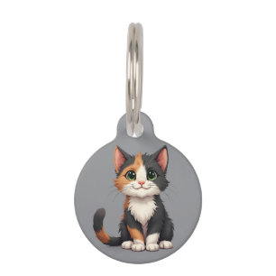 Placa Para Mascotas Gatito Calico Caprichoso con Actitud de Gato