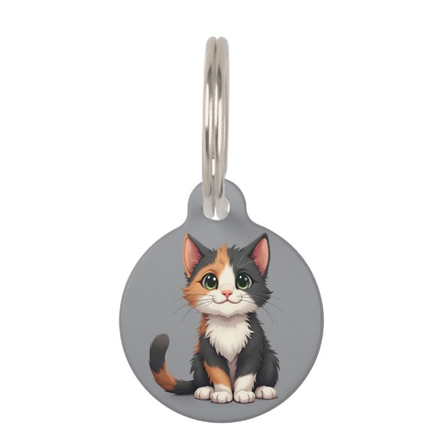 Placa Para Mascotas Gatito Calico Caprichoso con Cattitud (Anverso)
