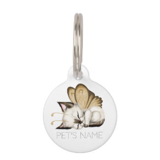 Placa Para Mascotas Gatito Mariposa Durmiendo
