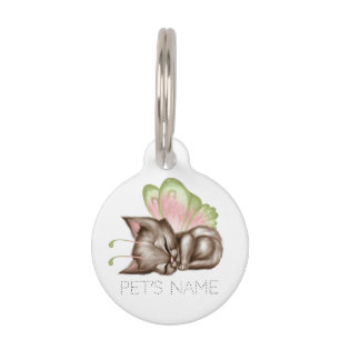 Placa Para Mascotas Gatito Mariposa Durmiendo 1 
