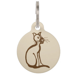 Placa Para Mascotas Gatito personalizado marrón