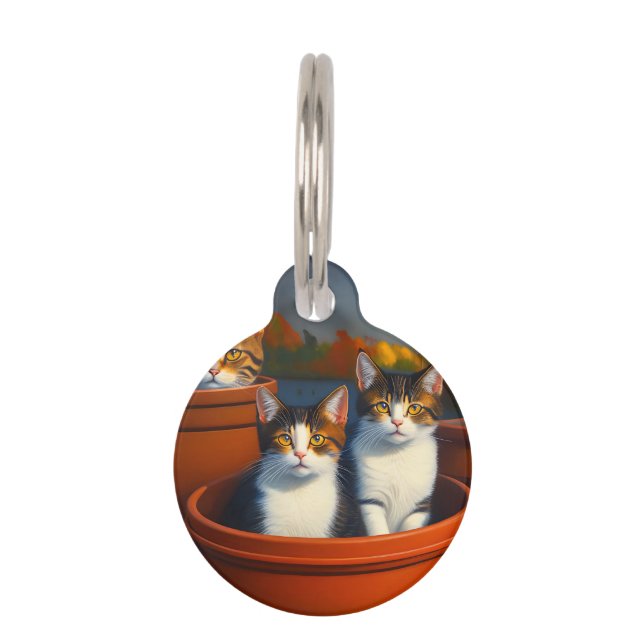 Placa Para Mascotas Gatitos Maceteros, Etiqueta de Mascota (Anverso)