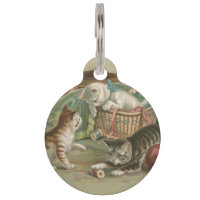 Gatitos Victorianos Antiguos Jugando en una Cesta 