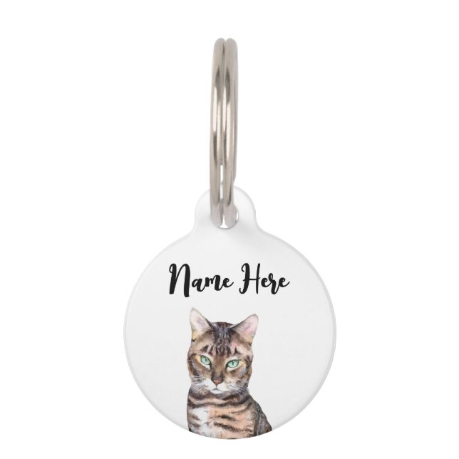 Placa Para Mascotas Gato Bengal divertido (Anverso)