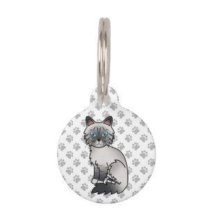 Placa Para Mascotas Gato Birman / Ragdoll atigrado de punto azul e inf