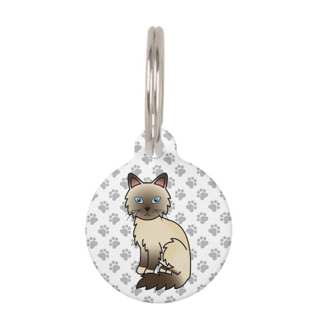Placa Para Mascotas Gato Birman / Ragdoll de punta de chocolate e info (Anverso)