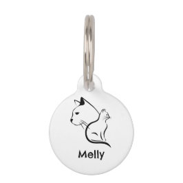 Placa Para Mascotas Gato Blanco Simple Personalizado Nombre