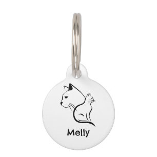 Placa Para Mascotas Gato Blanco Simple Personalizado Nombre